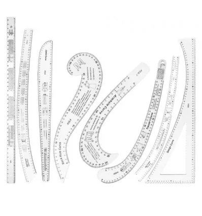 Набір лекал FCS-1-8 багатофункціональних для побудови викрійок, 8 шт
